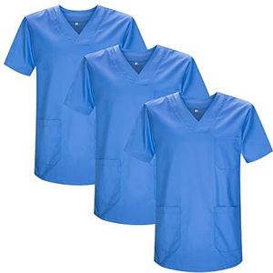 MISEMIYA - Verpakking met 3 stuks - sanitaire tas, uniseks, gezondheidsuniform, medische uniform, Hemelsblauw 21, XS