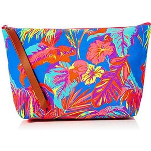 The Holiday Shop London Vrouwen Canvas Clutch Bag Tropical Clutch, Veelkleurig (Blauw/Oranje/Roze)