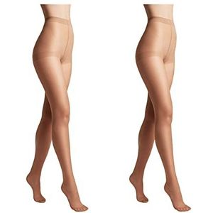 Conte elegant 2-pack duurzame semi-matte damespanty's - dunne damespanty's met gemarkeerde slipjes - gladde SOLO 20 kleur Beige maat 2
