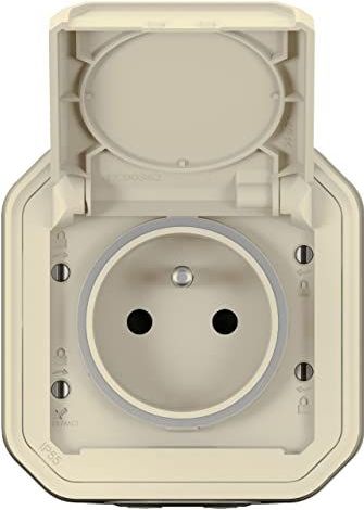 stopcontact - 2p+t - beige - opbouw - Legrand plexo 069776l