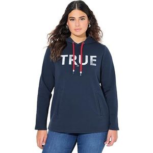 Ulla Popken - Sweatshirt - Marine - Capuchon met Trekkoord - Gerecycled Materiaal