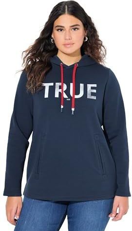 Ulla Popken - Sweatshirt - Marine - Capuchon met Trekkoord - Gerecycled Materiaal