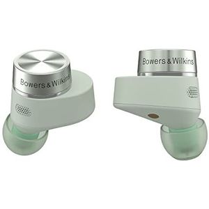 Bowers & Wilkins Pi5 S2 (modeljaar 2023) draadloze True Wireless Noice Cancelling hoofdtelefoon met Bluetooth, aptX, actieve ruisonderdrukking (ANC) en geïntegreerde microfoons // Sage Green