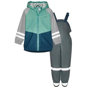 Playshoes Tweedelig regenpak met fleecevoering, gevoerd modderpak, blokkleuren grijs, 104