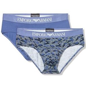 Emporio Armani Herenboxershort (verpakking van 2 stuks), Camou Print/Indigo, S
