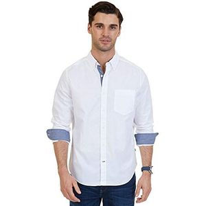Nautica Men's Classic Fit Stretch Solid Long Sleeve Button Down Shirt Shirt, Bright White, XX-Large