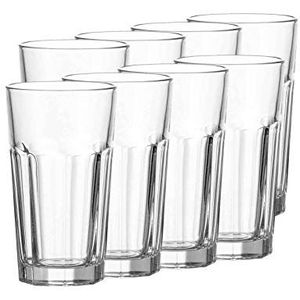 Leonardo Rock XL Longdrink-glas, 8-delige set, grote drinkbekers van glas, vaatwasmachinebestendige waterglazen, set van 8, 540 ml, helder, 017204