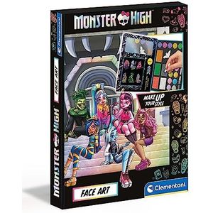 Clementoni - 18788 - Monster High - Face Art - Kleuren & Knutselen, Make Up Set Meisje, Creatief Cadeau Voor Kinderen 6-10 Jaar, Make-Upspeelgoed, Wasbare