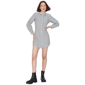 Trendyol Mini-shirt voor dames, normale pasvorm, geweven jurk, Zwart, 34