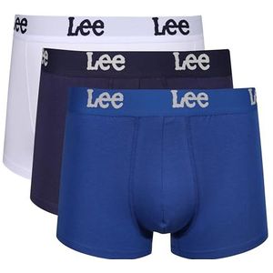 Lee Boxershorts voor heren in marineblauw/wit/blauw | Soft Touch Trunks van biologisch katoen, Marineblauw/Wit/Blauw, XL