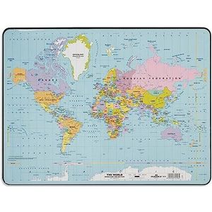 Durable 721119 schrijfonderlegger wereldkaart (40 x 60 cm, motief: wereldkaart) 1 stuk, doorzichtig