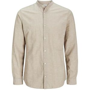 Jjebreeze Linen Ble Band Shirt Ls Sn Pls - Plus Size, Crockery., 7XL