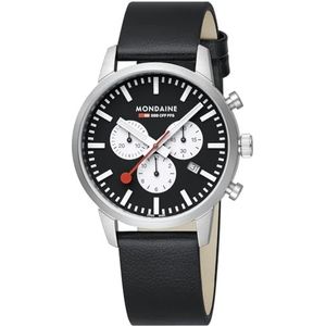 Mondaine Heren analoog Zwitsers kwartsuurwerk horloge met veganistisch druivenleren armband MSD.41420.LBV, zwart, Riemen.