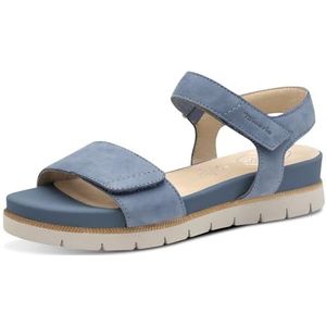 TAMARIS Comfort Sandalen - Denim Nubuc - Leer - Klittenbandsluiting