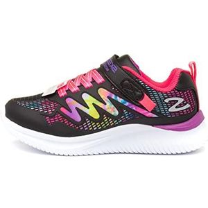 Skechers Jumpsters voor meisjes Radiant Swirl Sneaker, Zwarte Synthetische Multi Trim, 27 EU