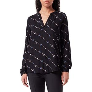 KAFFE Dames V-hals blouse, lang, bedrukt, zwart/Infinity Graphic Lines, 40