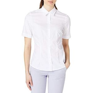 Seidensticker Dames City korte mouwen slim fit hemdblouse kraag blouse, wit, 36