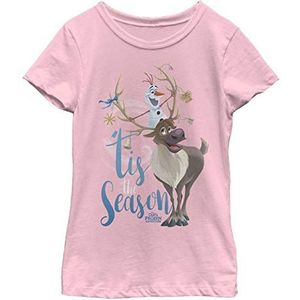 Frozen Olaf Season Girl's Solid Crew Tee, Light Pink, X-Small, Rosa, XS