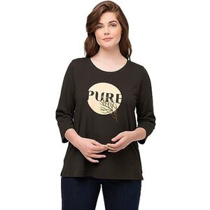 Ulla Popken Dames met Pure-Print T-shirt, zwartbruin, 54/56 Grote maten
