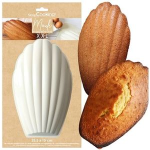 ScrapCooking - Madeleine bakvorm XXL, antiaanbaklaag, gigantische madeleine, 26 cm, metalen vorm, geschikt voor oven en vriezer, bakvorm, cake, beige, 1299