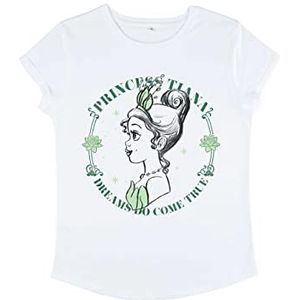 Disney Women's The Princess & The Frog-Fairytale Tiana Organic Roll Sleeve T-shirt, Wit, L, wit, L