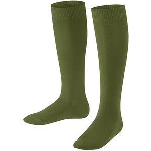 FALKE Unisex kinderen Family katoen versterkte kniesokken zonder patroon ademend effen milieuvriendelijk duurzaam 1 paar sokken, groen (Calla Green 7756), 19-22