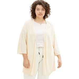 TOM TAILOR Dames plussize basic gebreide jas met linnen, 31649 - Ivory ecru, 44/Grote maat