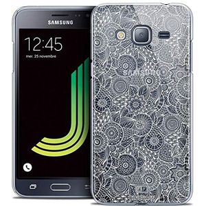 Caseink - Hoes beschermhoes voor Samsung Galaxy J3 2016 (J320) [Crystal HD Texture Series Dentelle - Rigide - Ultra dun - Gedrukt in Frankrijk] - Bloem