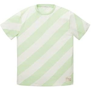 TOM TAILOR Jongens 1035993 Kinder T-Shirt, 31729-Lime Beige Diagonal Stripe, 176, 31729 - Lime Beige diagonale streep, 176 cm