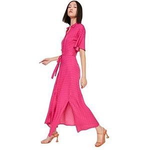 Trendyol Midi-shirt voor dames, normale pasvorm, geweven jurk, Fuchsia, 34