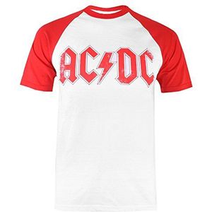 AC/DC Heren Logo Raglan T-shirt, wit (wit/rood)., S