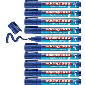 edding 383 flipchart marker - blauw - 10 stiften - beitelvormige punt 1-5 mm - stift voor schrijven, tekenen en markeren op flip-over papier - drukt niet door - droogt niet uit- intensieve kleur