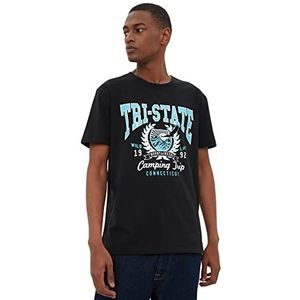 Trendyol Mannelijke Regular Basic T-shirt met ronde hals, Zwart, M