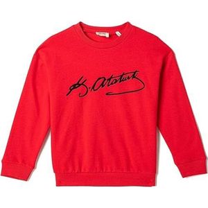 Koton Girl Atatürk Signature Bedrukt Sweatshirt Katoen, rood (401), 5-6 Jaren