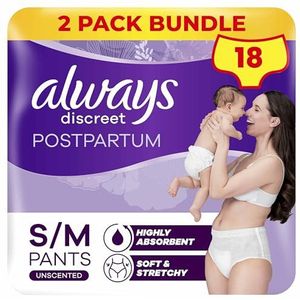 Always Discrete postpartum en incontinentiebroek voor volwassenen, maat M, 9 x 2 stuks