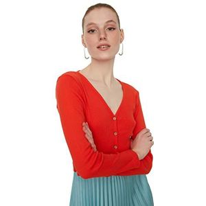 Trendyol Dames Oranje Knop met Gebreide Blouse, S