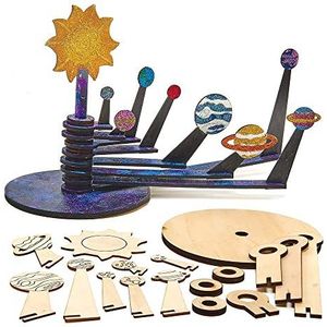 Baker Ross FX311 Houten Zonnestelsel Planetarium set - 1 set, Educatieve Knutselsets voor Kinderen, Wetenschap set Kunst en Knutselen, Hout Knutselen