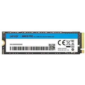 Lexar NM610PRO 500GB SSD, M.2 2280 PCIe Gen3x4 NVMe 1.4 interne SSD, tot 3300 MB/s lezen, 1700 MB/s schrijven, 3D NAND Flash interne SSD-schijven voor notebook, desktop, pc