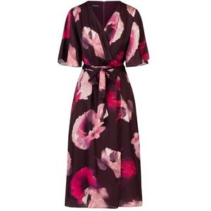 APART Fashion Dames midi satijnen jurk jurk, pruim multicolor, 34