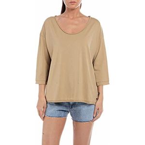 Replay Dames W3797 T-Shirt, 117 Light Brown, S, 117 lichtbruin, S