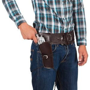 Boland 00579 - Cowboy holster en riem, 110 cm, imitatieleer, donkerbruin, Wilde Westen, accessoire, wapenhouder, themafeest, carnaval