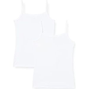 Schiesser Meisjes 2 stuks onderhemd met spaghettibandjes - 95/5 biologisch katoen - maat 140 tot 176, Wit 173527, 164 cm