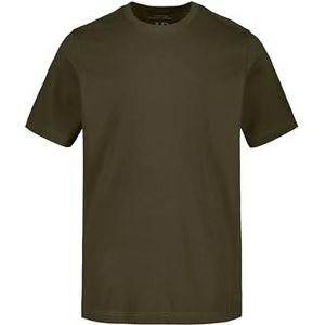 JP 1880 Heren L-8XL tot 8XL, T-shirt, JP1880-motief op de borst, basic shirt, ronde hals, puur katoen, donker olijf, Kaki, 3XL