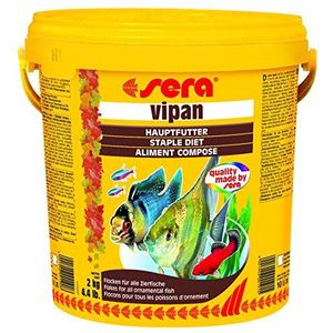 sera 00190 vipan (2 kg) 10 l van het klassieke hoofdvoer voor alle siervissen in het aquarium, vlokkenvoer met prebiotica verbetert de voederverwerking, zodat minder waterbelasting wordt bereikt, 2 kg