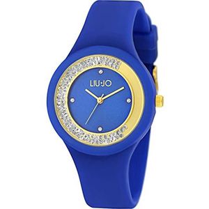 Liu Jo Luxury TLJ1420 Analoog kwartshorloge voor dames, met siliconen armband, blauw-goud, Riemen.