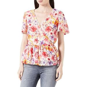 ONLY Onlstar Life Fia S/S Wrap Top Ptm Damesblouse, Camellia Rose/Aop: ster Summer Flowers, S