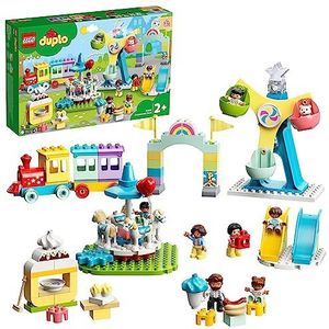 LEGO DUPLO Town Pretpark, Kermis & Trein Speelgoed Set met Carrousel, Reuzenrad en Extra Grote Stenen, Cadeau voor Peuters vanaf 2 Jaar 10956