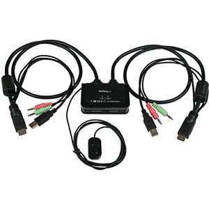 StarTech.com 2-poorts USB HDMI-kabel KVM-switch met audio en remote switch met USB-voeding