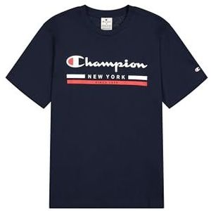 Champion - T-shirt - Navy Blauw - Katoenen Jersey - Gedrukt Logo