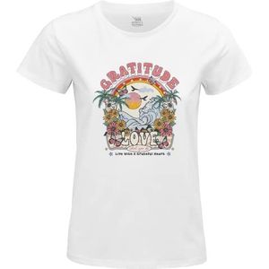 Republic Of California WOREPCZTS104 T-shirt voor dames ""Gratitude Love"", wit, maat L, Wit, L